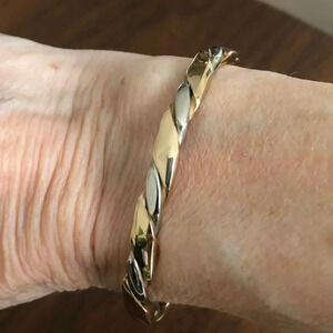 Sergio Lub Vtg Classic Jeweler's Brass & German Silver Twist Bracelet Sz S NWOT